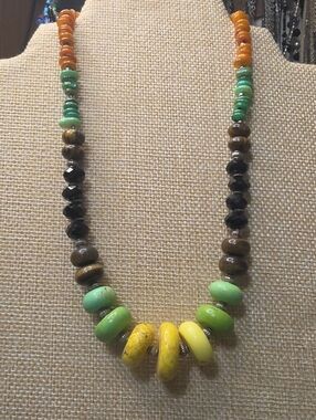 Bright Green & Yellow Bead Statement Necklace - Women Jewelry